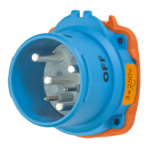 63-68073-972 - DSN60 INLET POLY BLUE SIZE 3 TYPE 4X IP 69 3P+G 60A 250 VAC 60 Hz +2 AUX